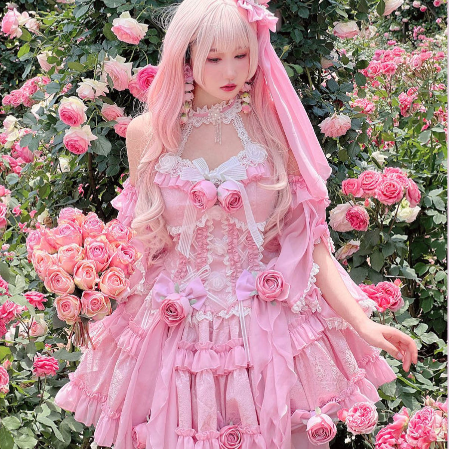 Original Sweet Fairy Rose Lolita Princess Dress Sets S22634