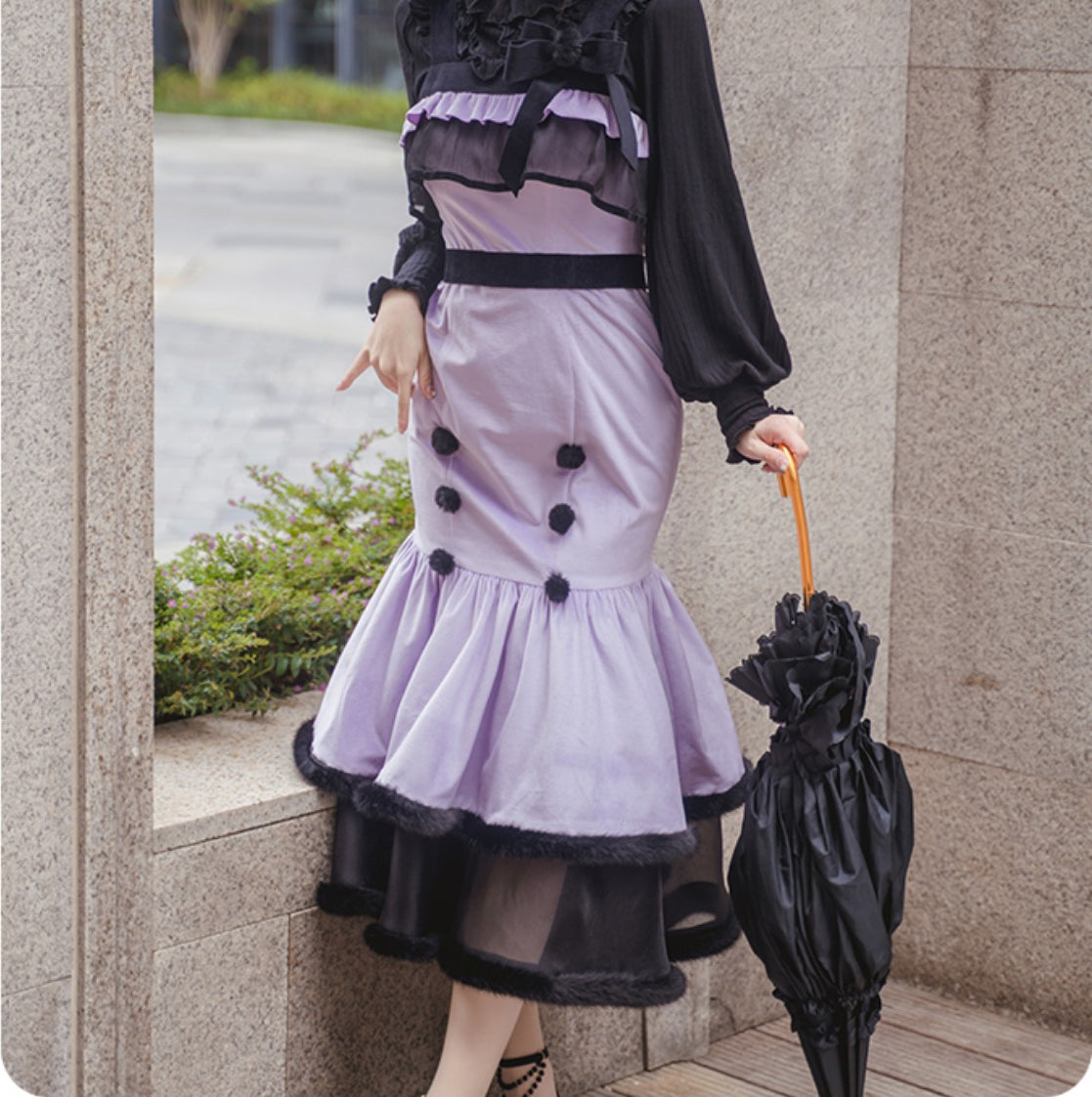 Winter Elegant Cla Velvet Fish Tail Lolita Dress Waistcoat Suit