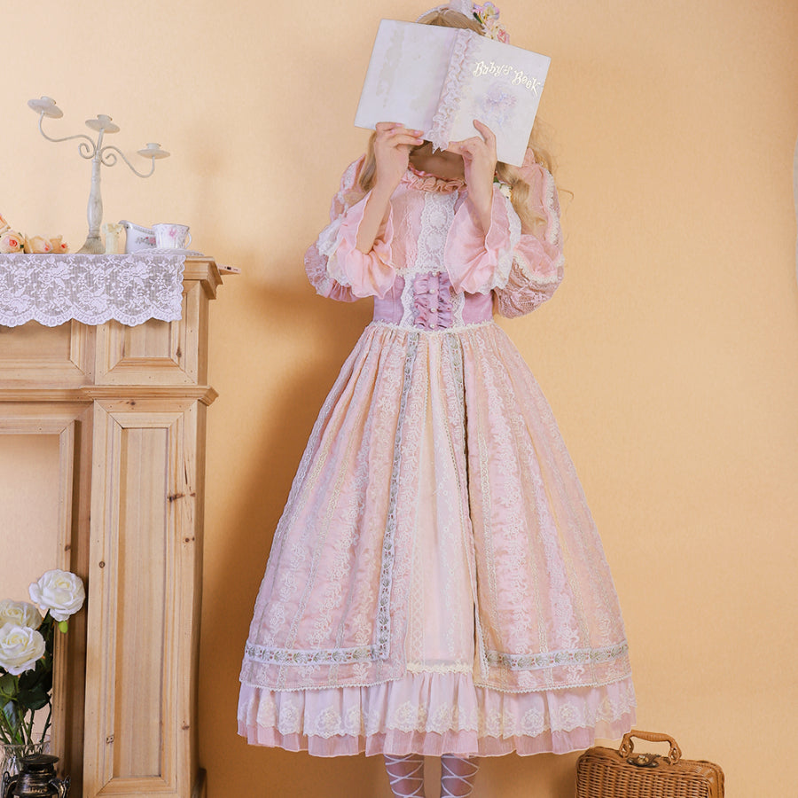 Spring Elegant Embroidered Lolita High Waist Skirt