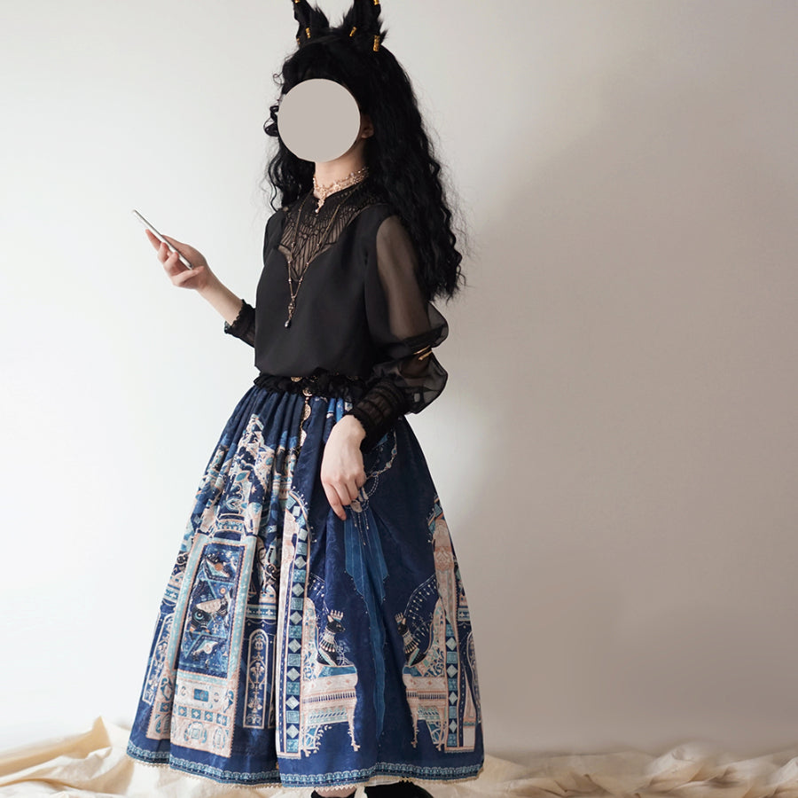 Egypt Style Simple Daily Lolita Printed Long Skirt