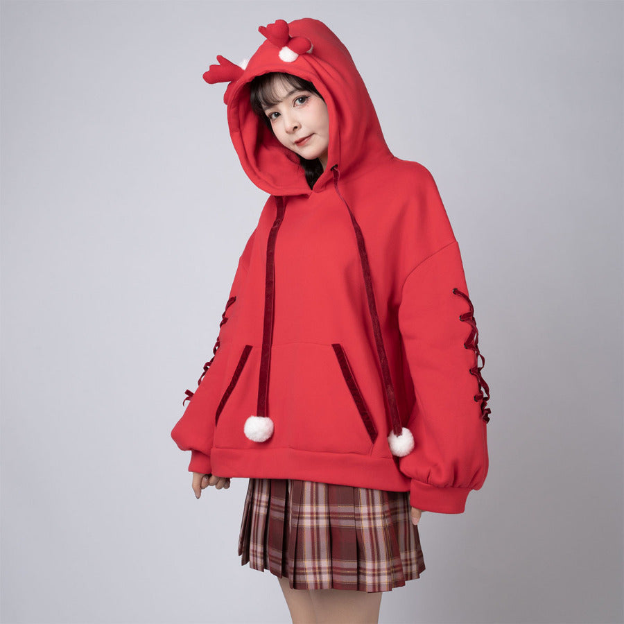 READY TO SHIP COSFUN Original Snowball Elk Red Christmas Hoodie C00164