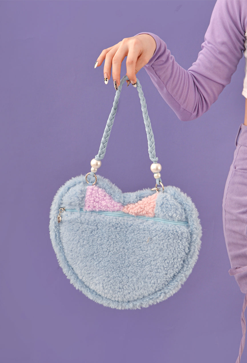 Heart-shaped Cherry Plush Shoulder Bag