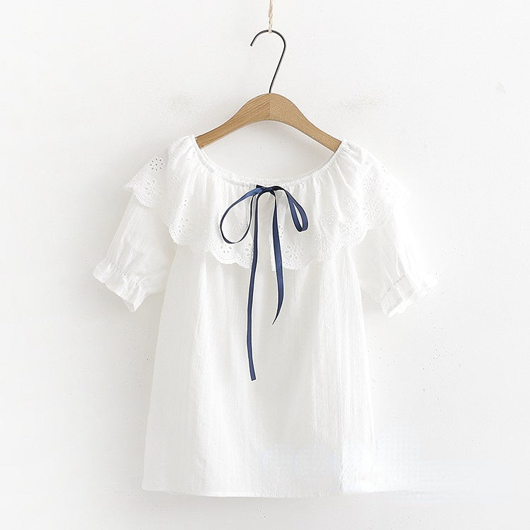 Mori Girl Sweet Lace Collar Shirt