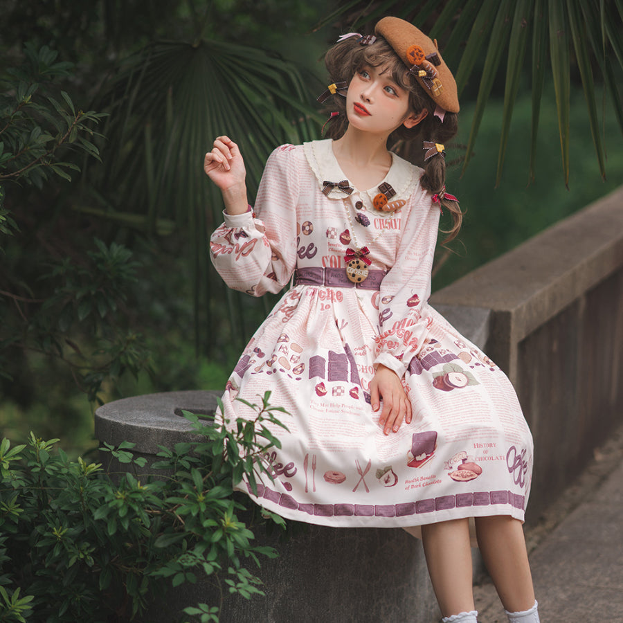 Daily Sweet Lolita Printed Long-sleeved Dress