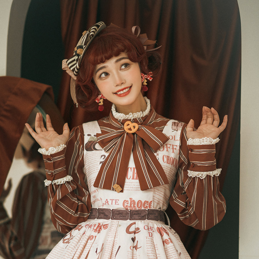 Chocolate Daily Sweet Lolita Stripe Long Sleeve Shirt