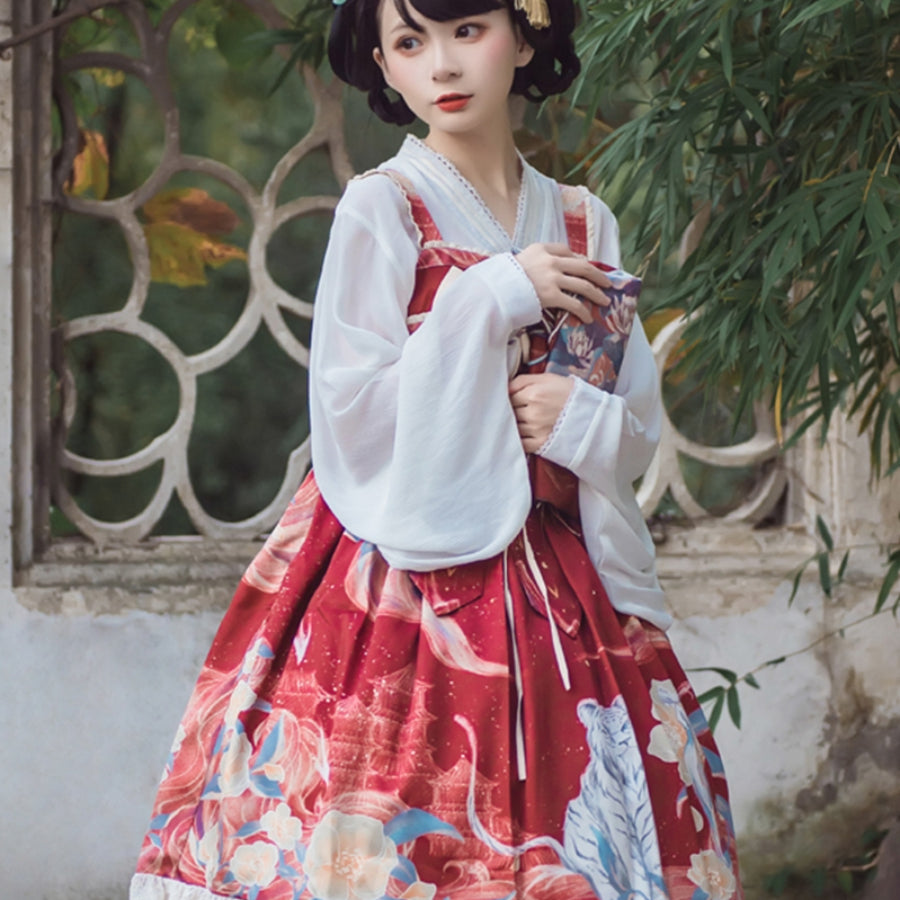 Chinese Style High Waist Lolita Jumper Skirt