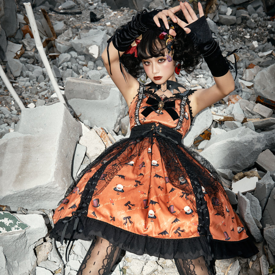 Halloween Gothic Lolita Lace Up Slip Dress