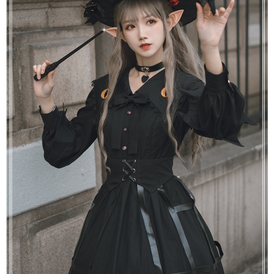 Vintage Halloween Lolita Irregular Long-sleeved Dress