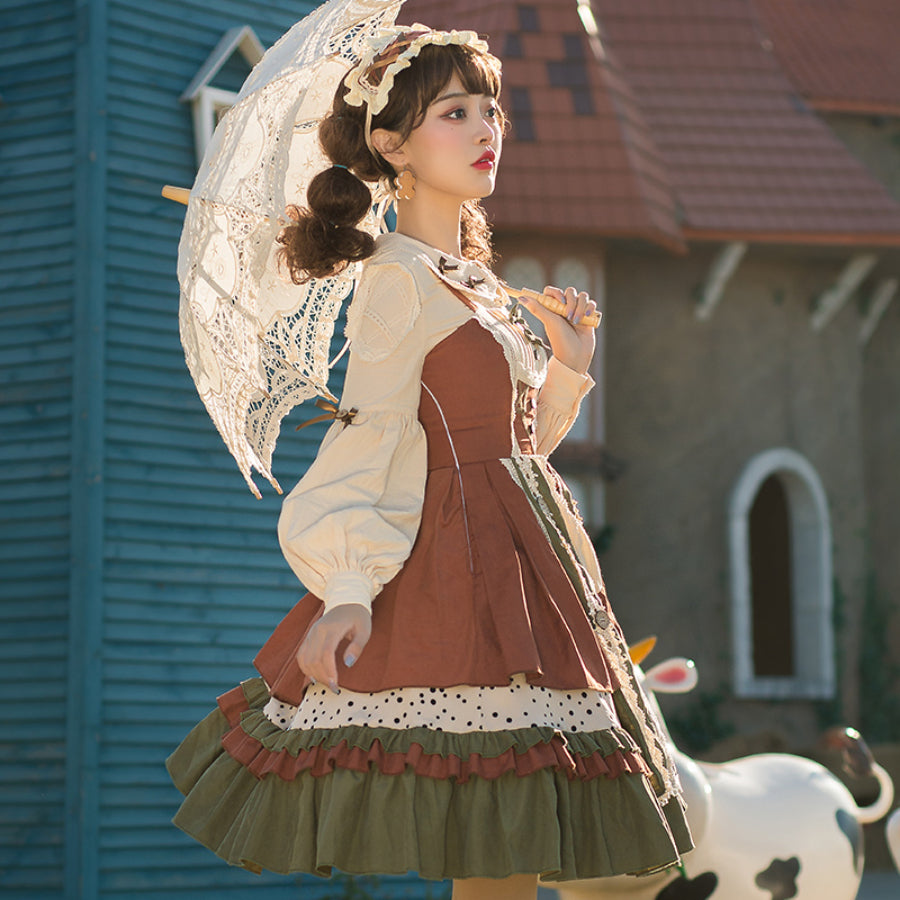 Japanese Pastoral Style Lolita Jumper Skirt Sets