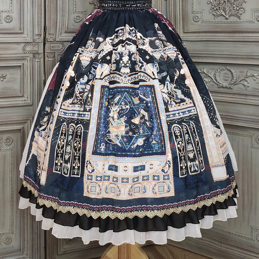 Egypt Style Gorgeous Side Opening Lolita Printed Skirt