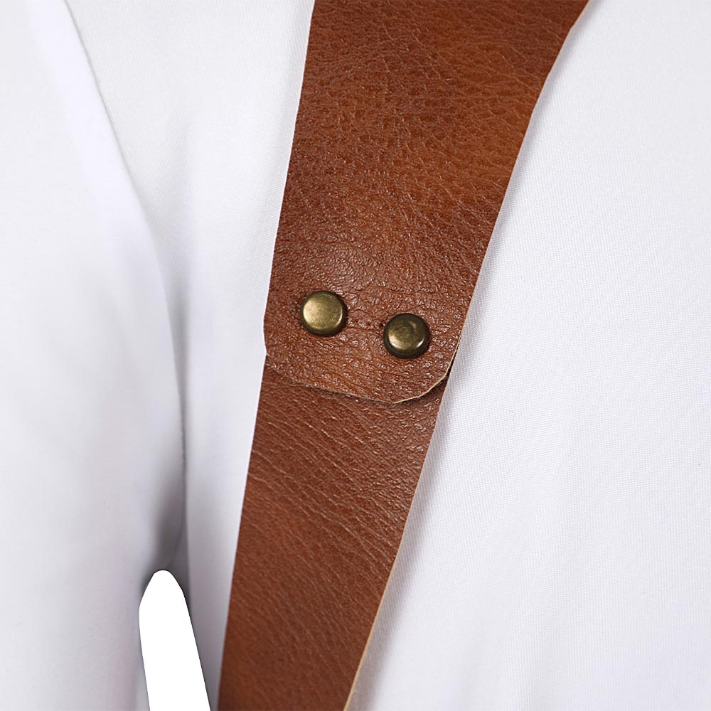 Brown Leather Suspenders 30mm Mens Leather Braces Ring -  UK