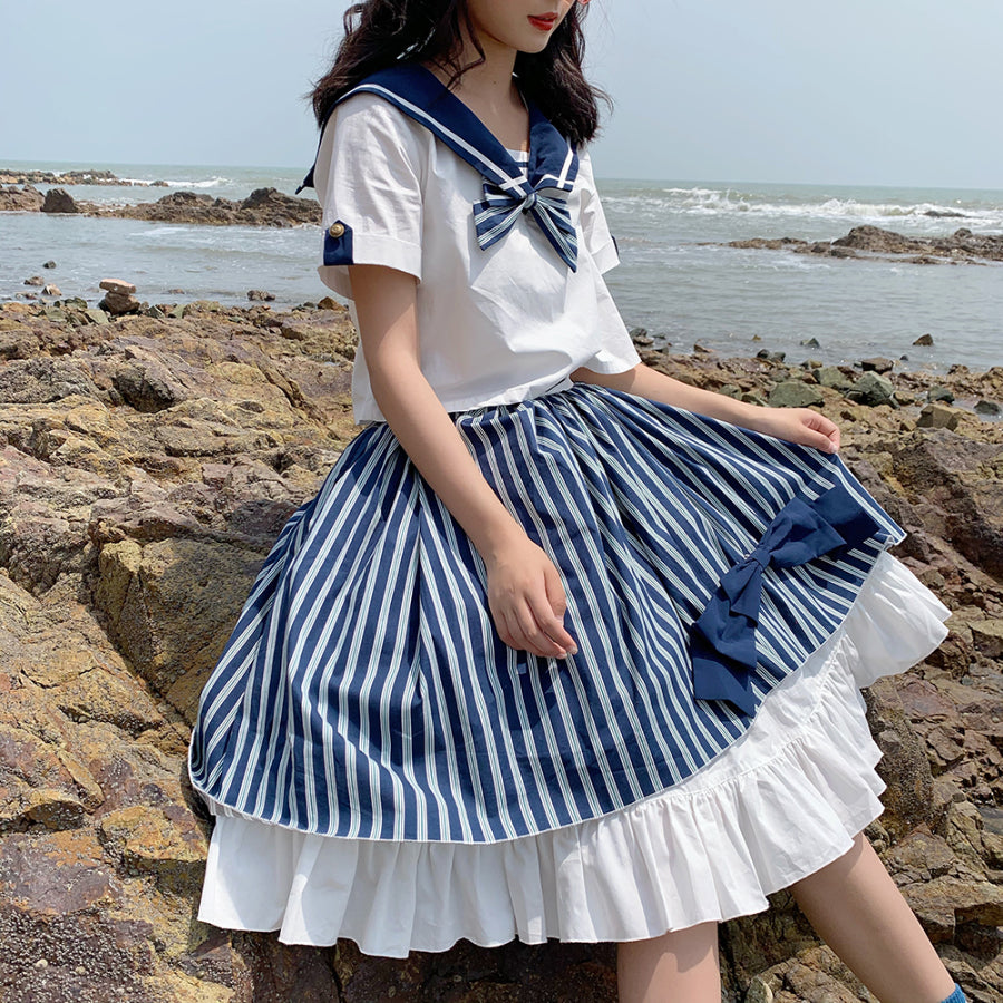 Summer Stripe Sailor Top and Skirt