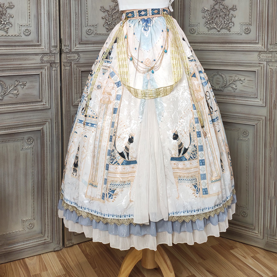 Egypt Style Gorgeous Side Opening Lolita Printed Skirt