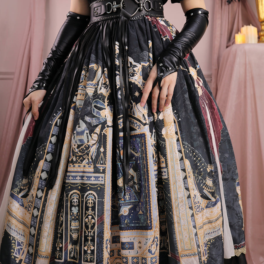 Egypt Style Gorgeous Side Opening Lolita Printed Skirt