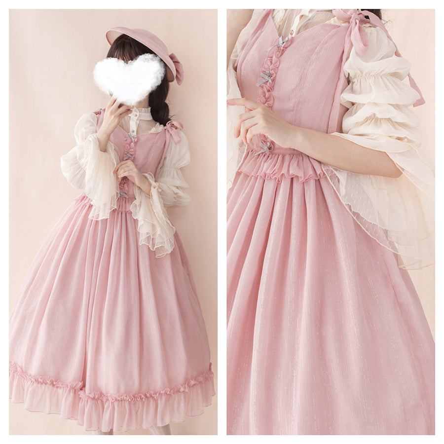 Vintage and Elegant French Chiffon Lolita Jumper Skirt