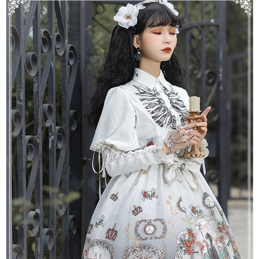 Vintage Gothic Lolita Jumper Skirt and Long-sleeved Shirt