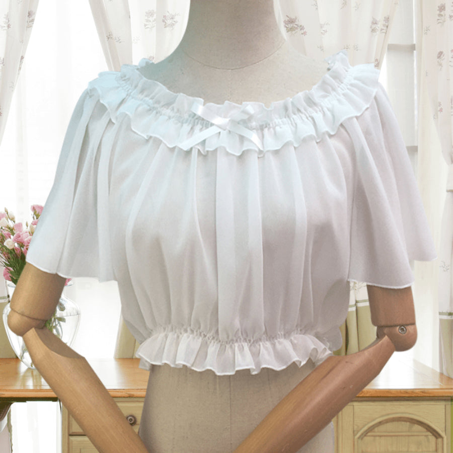 Off Shoulder Chiffon Lolita Flying Sleeve Shirt