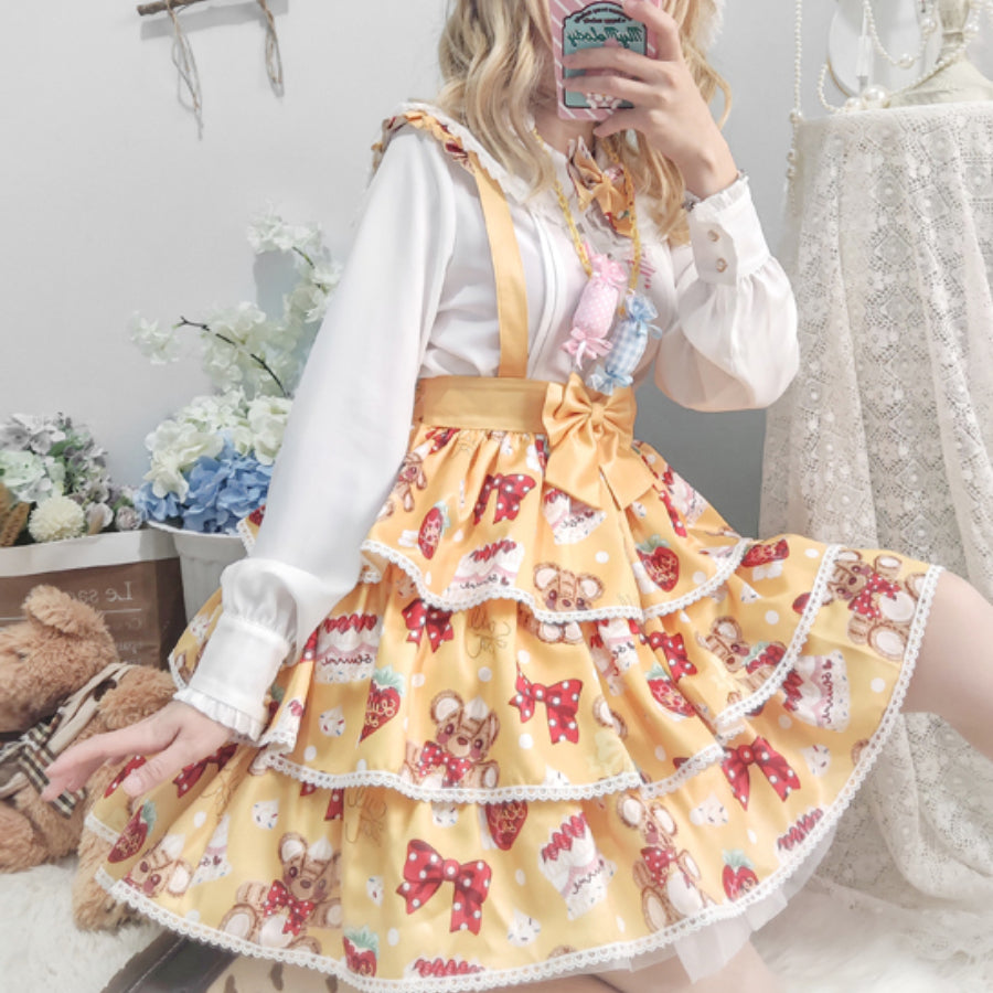 Daily Lovely Lolita Printed Short Strap Skirt