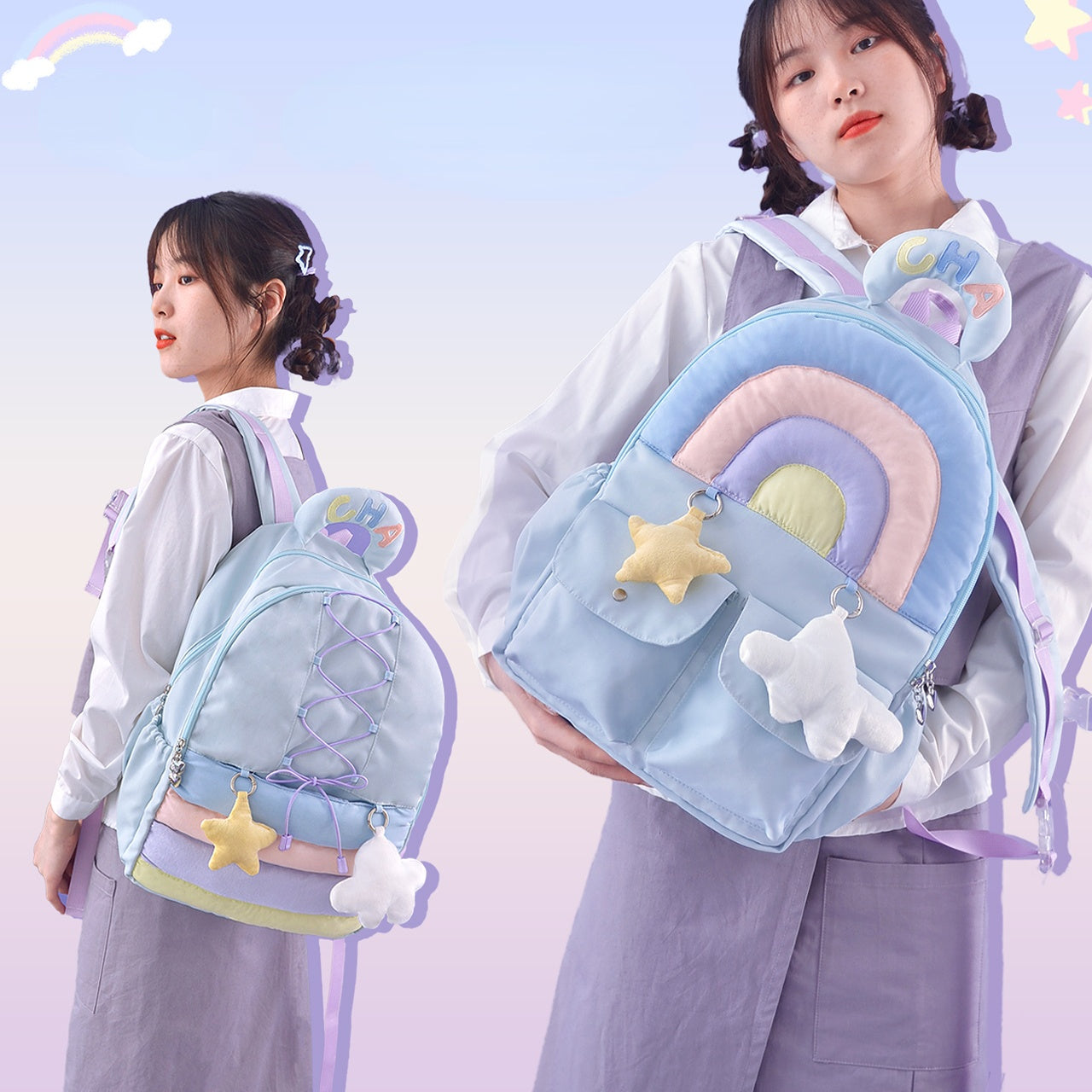 Lovely Rainbow Large-Capacity Backpack