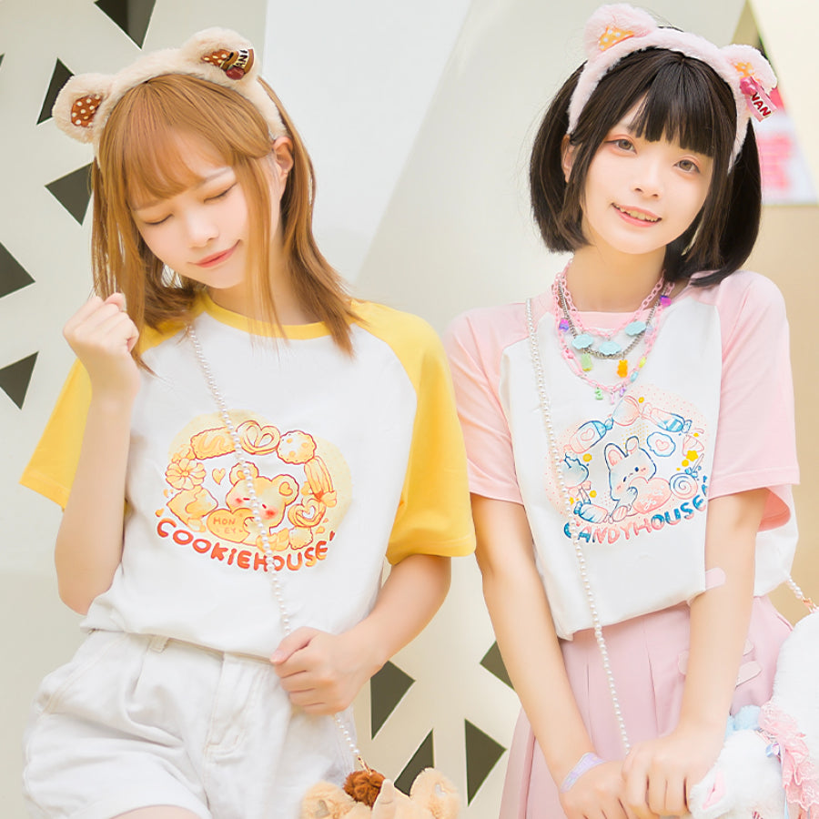 Japanese Cartoon Printed Short-sleeved Top