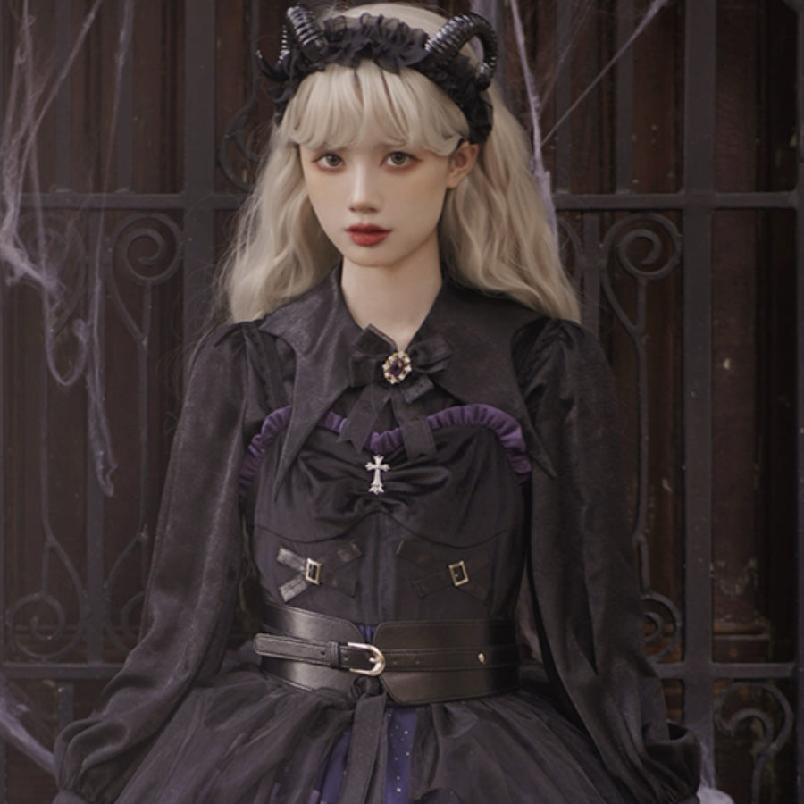 Halloween Gothic Vintage High Waist Jumper Skirt Sets