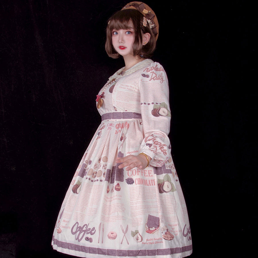 Daily Sweet Lolita Printed Long-sleeved Dress