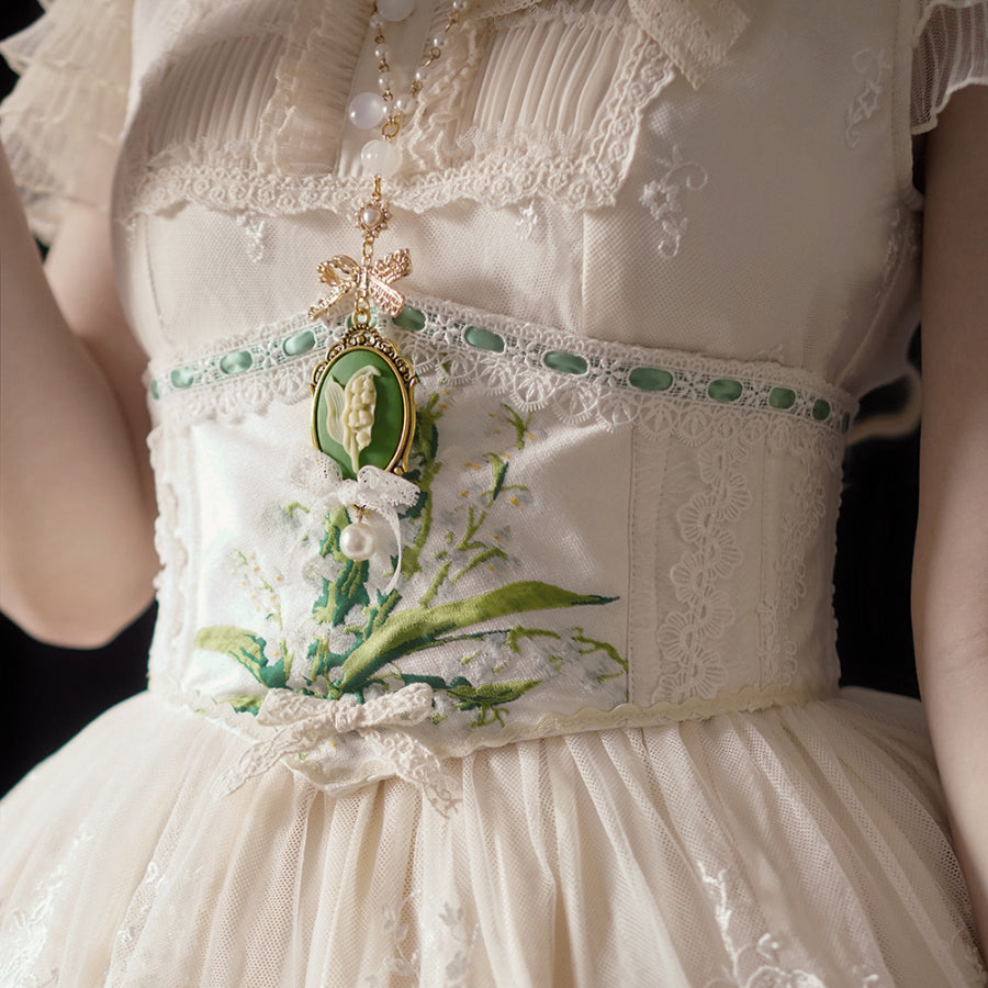 Lily of the Valley Corset Top, Renaissance Faire Corset, Floral