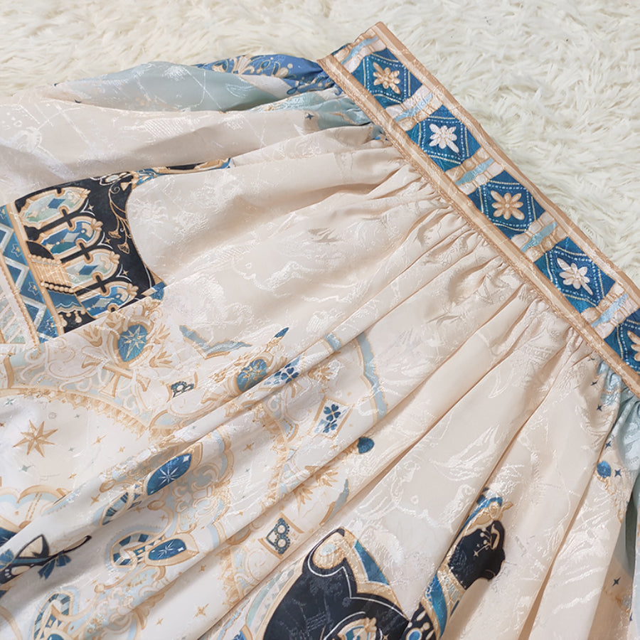 Egypt Style Gorgeous Side Opening Lolita Printed Skirt