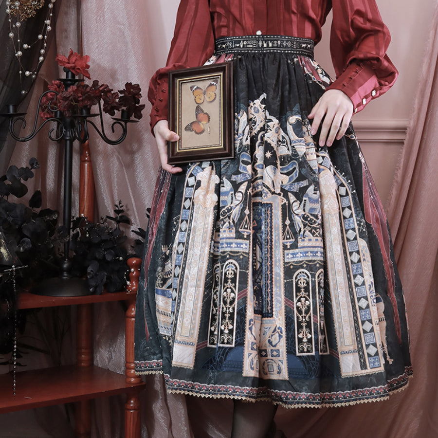 Egypt Style Simple Daily Lolita Printed Long Skirt