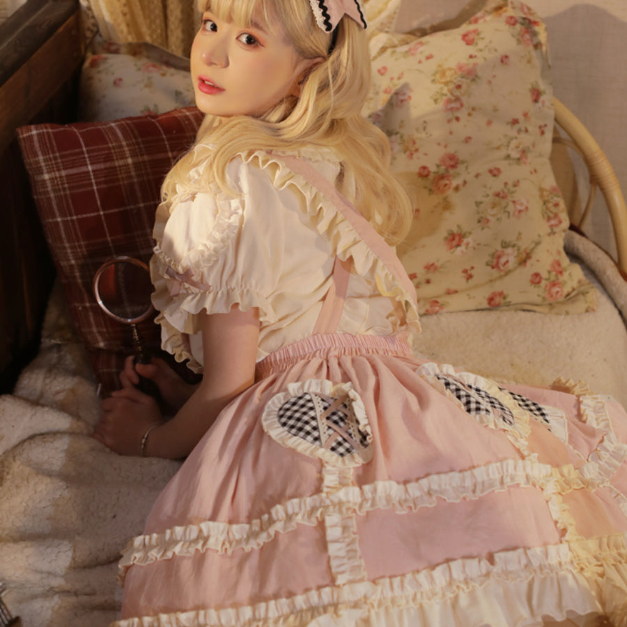 Daily Lovely High Waist Lolita Strap Skirt