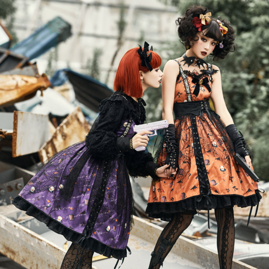 Halloween Gothic Lolita Lace Up Slip Dress