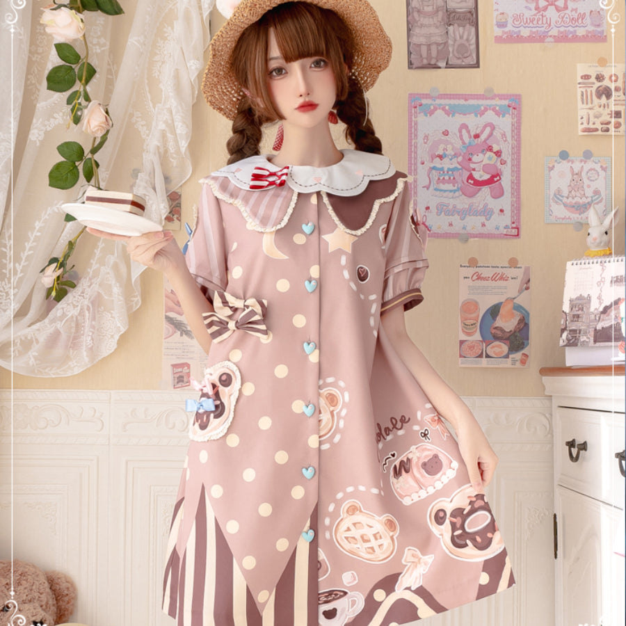 Daily Lovely Bear Lolita Short Sleeve Dress