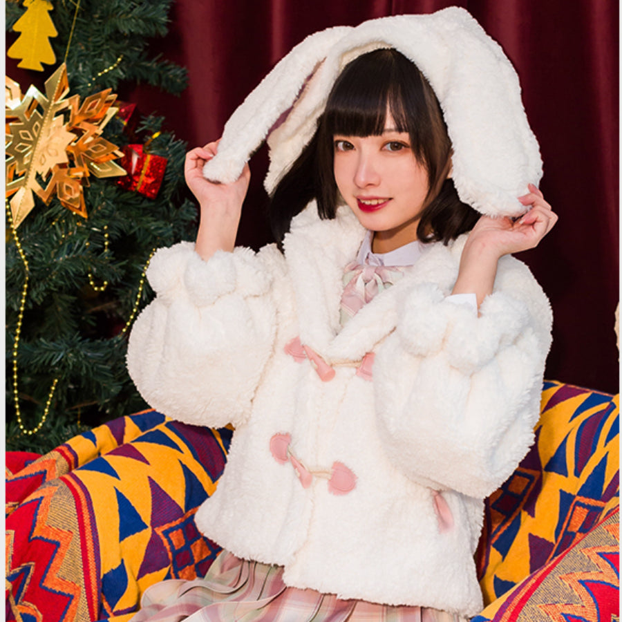 Autumn Winter Lovely Rabbit Ear New Lolita Woolen Coat