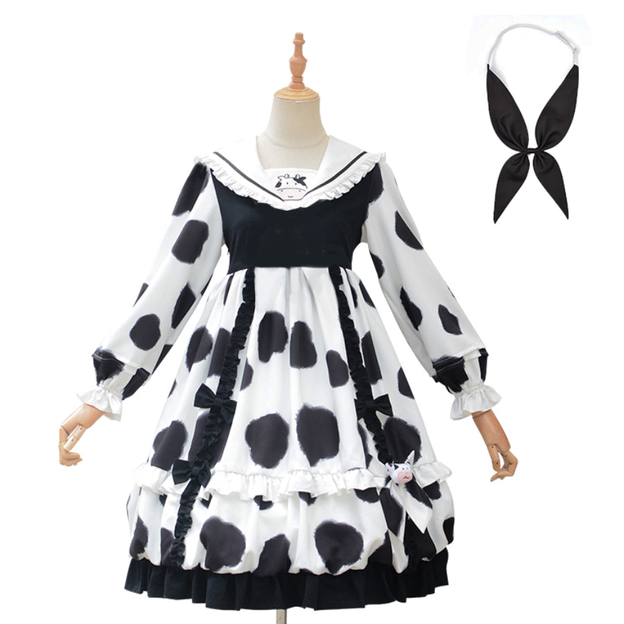 Sweet Cow and Cat Paw Lolita Long Sleeve Dress