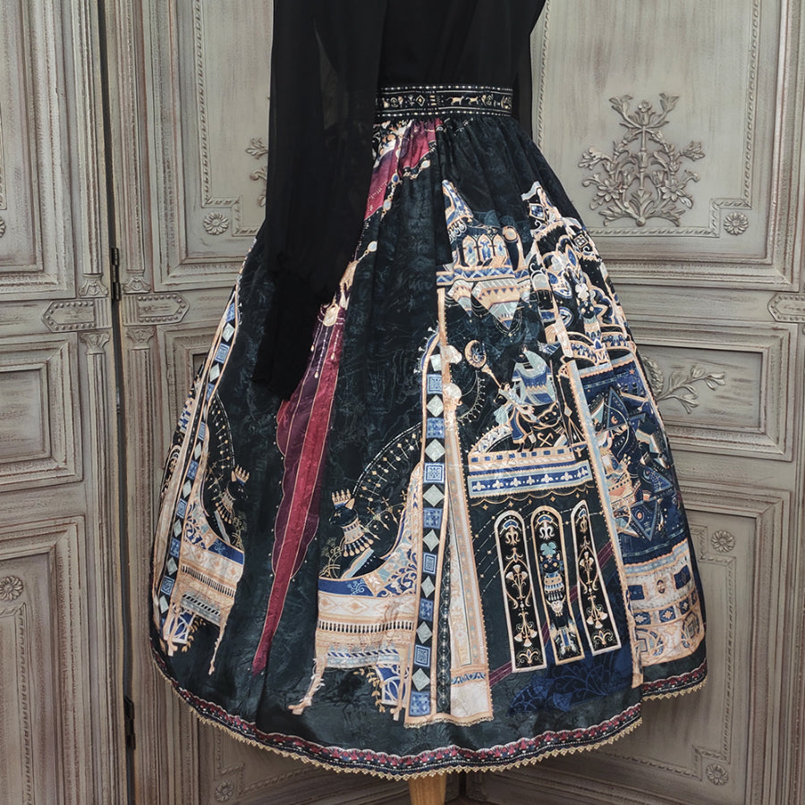 Egypt Style Simple Daily Lolita Printed Long Skirt