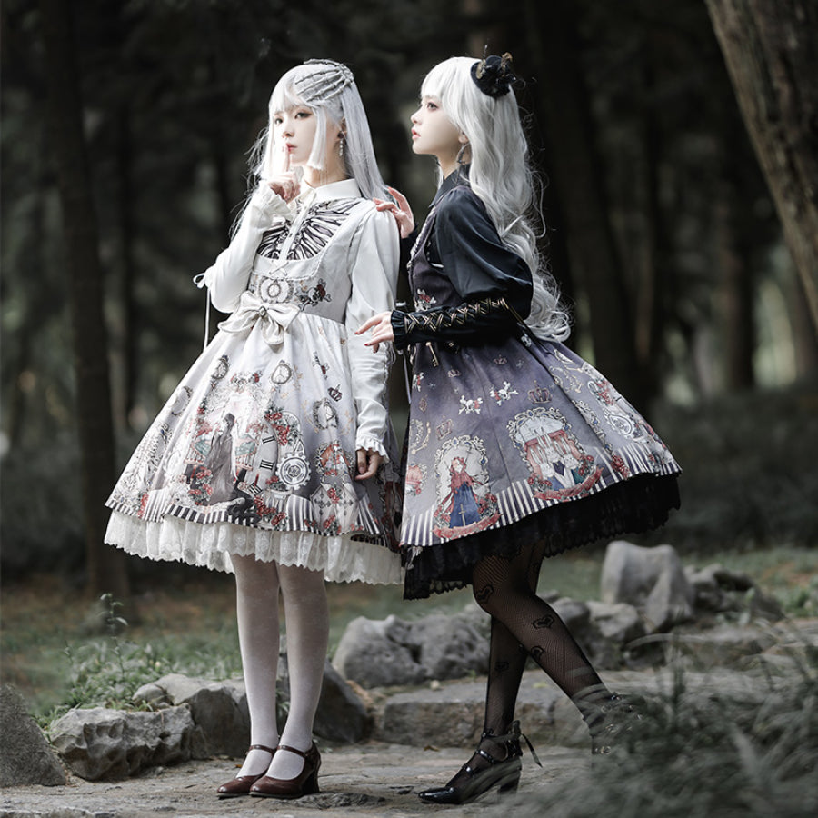 Vintage Gothic Lolita Jumper Skirt and Long-sleeved Shirt