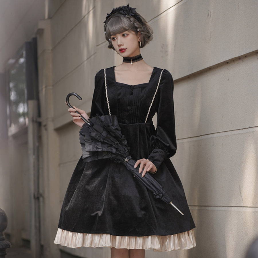 Elegant Autumn Winter Lolita Long-sleeved Dress