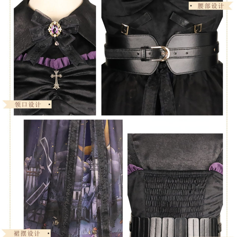 Halloween Gothic Vintage High Waist Jumper Skirt Sets