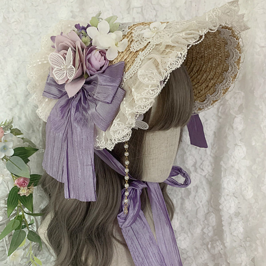 Elegant and Classic Lolita Flowers Straw Hat