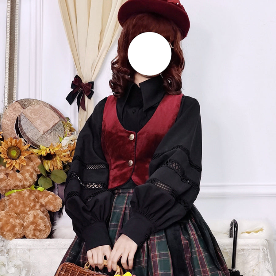 College Style Elegant Winter Velvet Lolita Vest