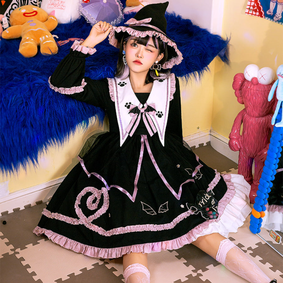 Halloween Gothic Thicken Lolita Long Sleeve Dress