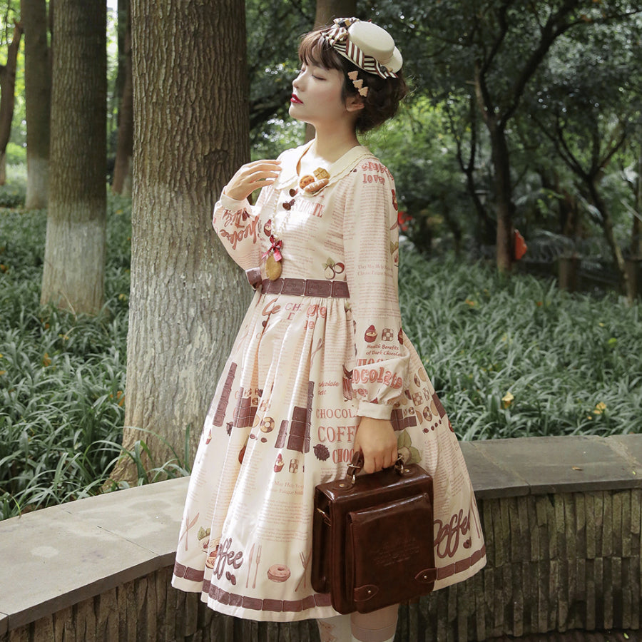 Daily Sweet Lolita Printed Long-sleeved Dress