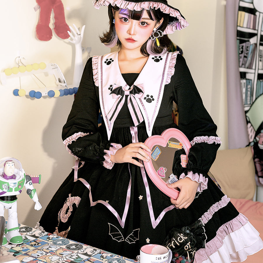 Halloween Gothic Thicken Lolita Long Sleeve Dress