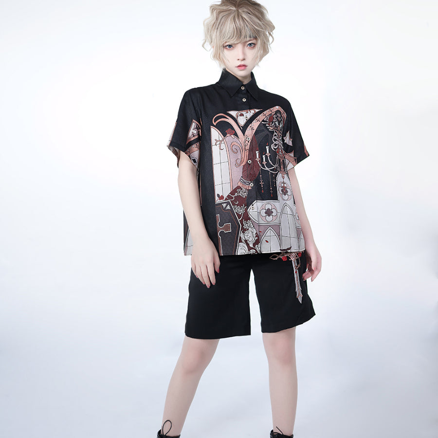 Summer Prince Lolita Printed Loose Short-sleeved Shirt