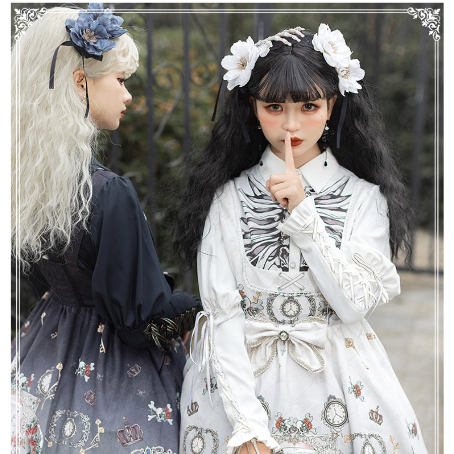 Vintage Gothic Lolita Jumper Skirt and Long-sleeved Shirt