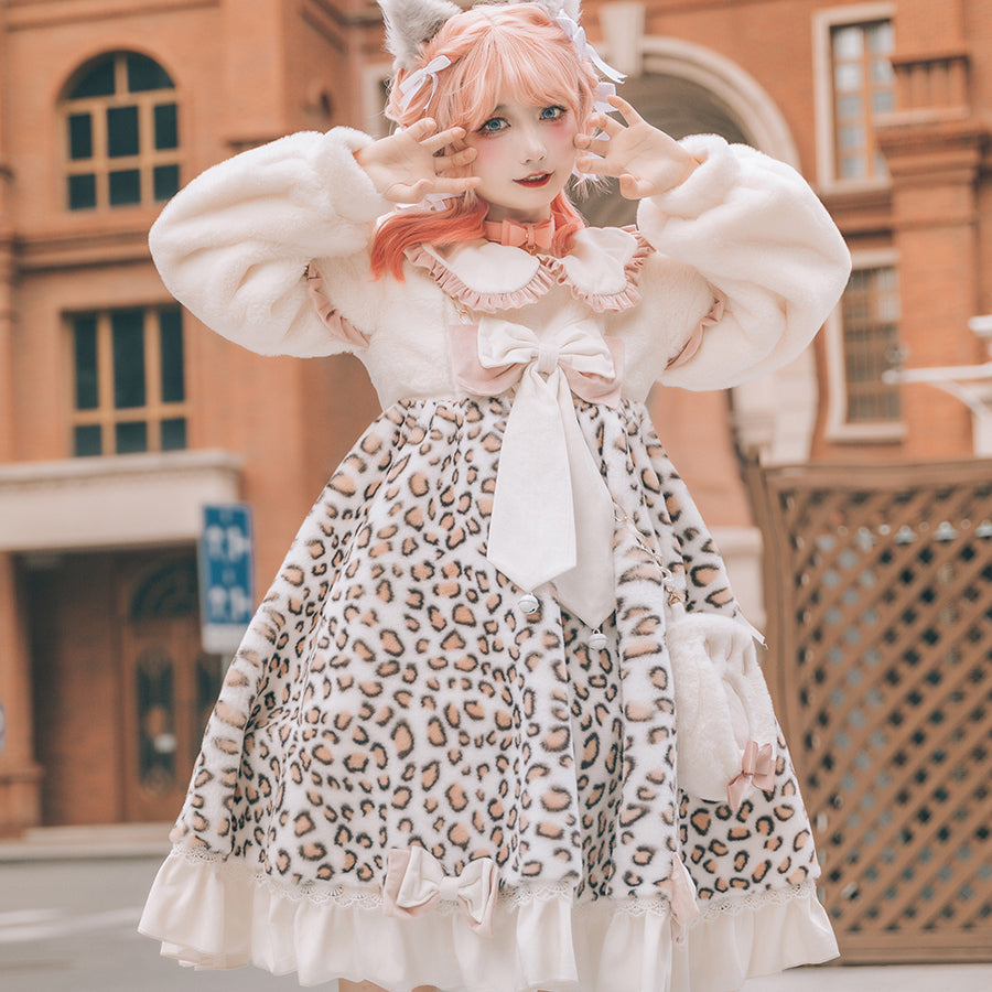 Winter Lovely Woolen Lolita Cat Dress Sets - cosfun