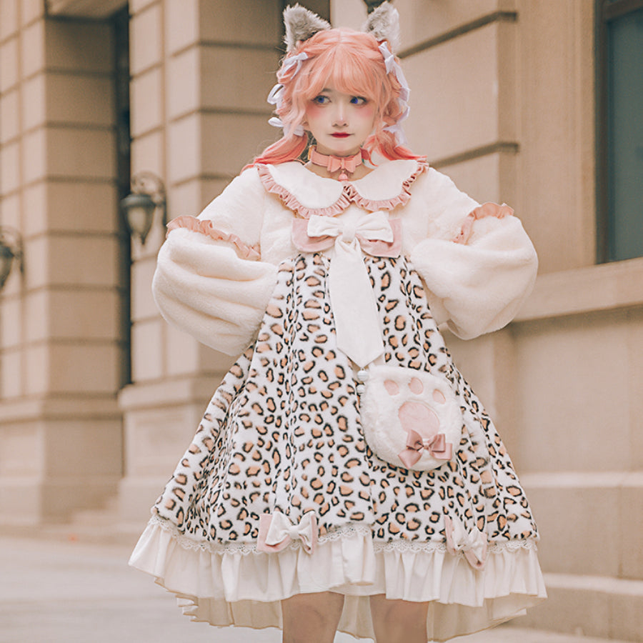 Winter Lovely Woolen Lolita Cat Dress Sets