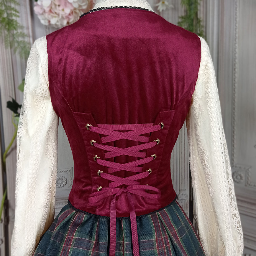 College Style Elegant Winter Velvet Lolita Vest