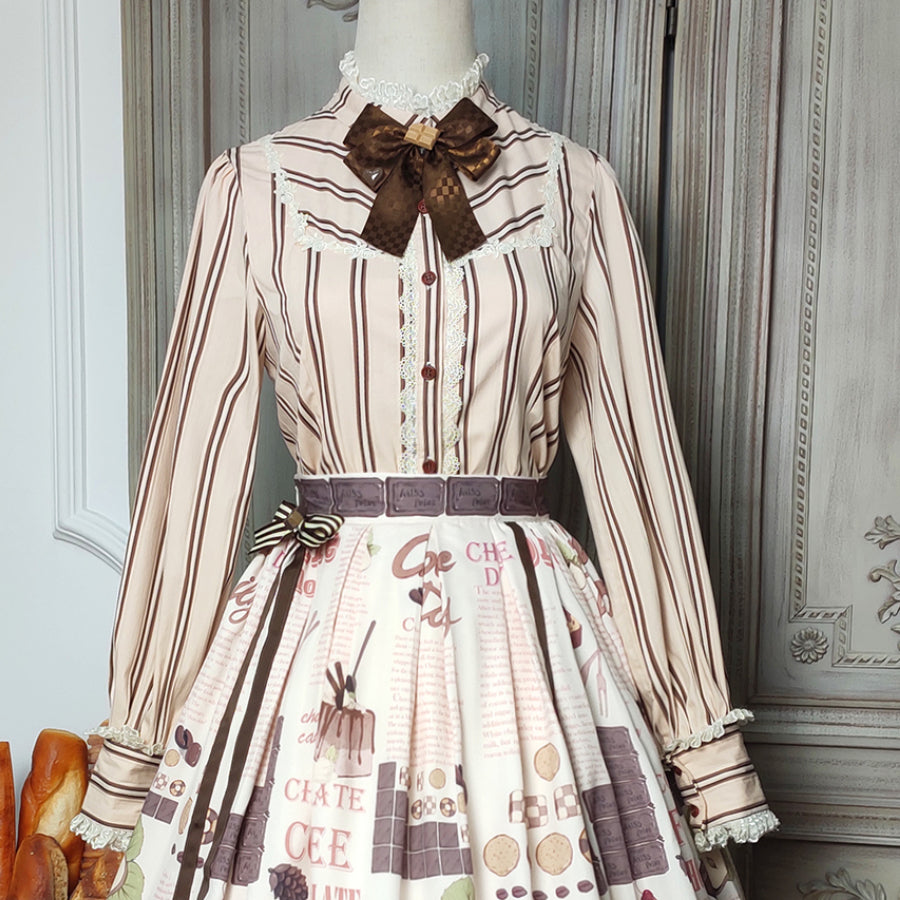 Chocolate Daily Sweet Lolita Stripe Long Sleeve Shirt