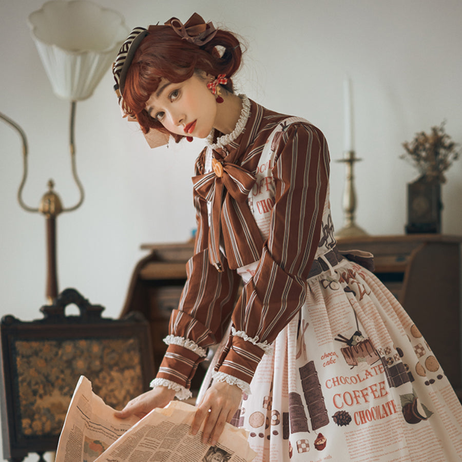 Chocolate Daily Sweet Lolita Stripe Long Sleeve Shirt